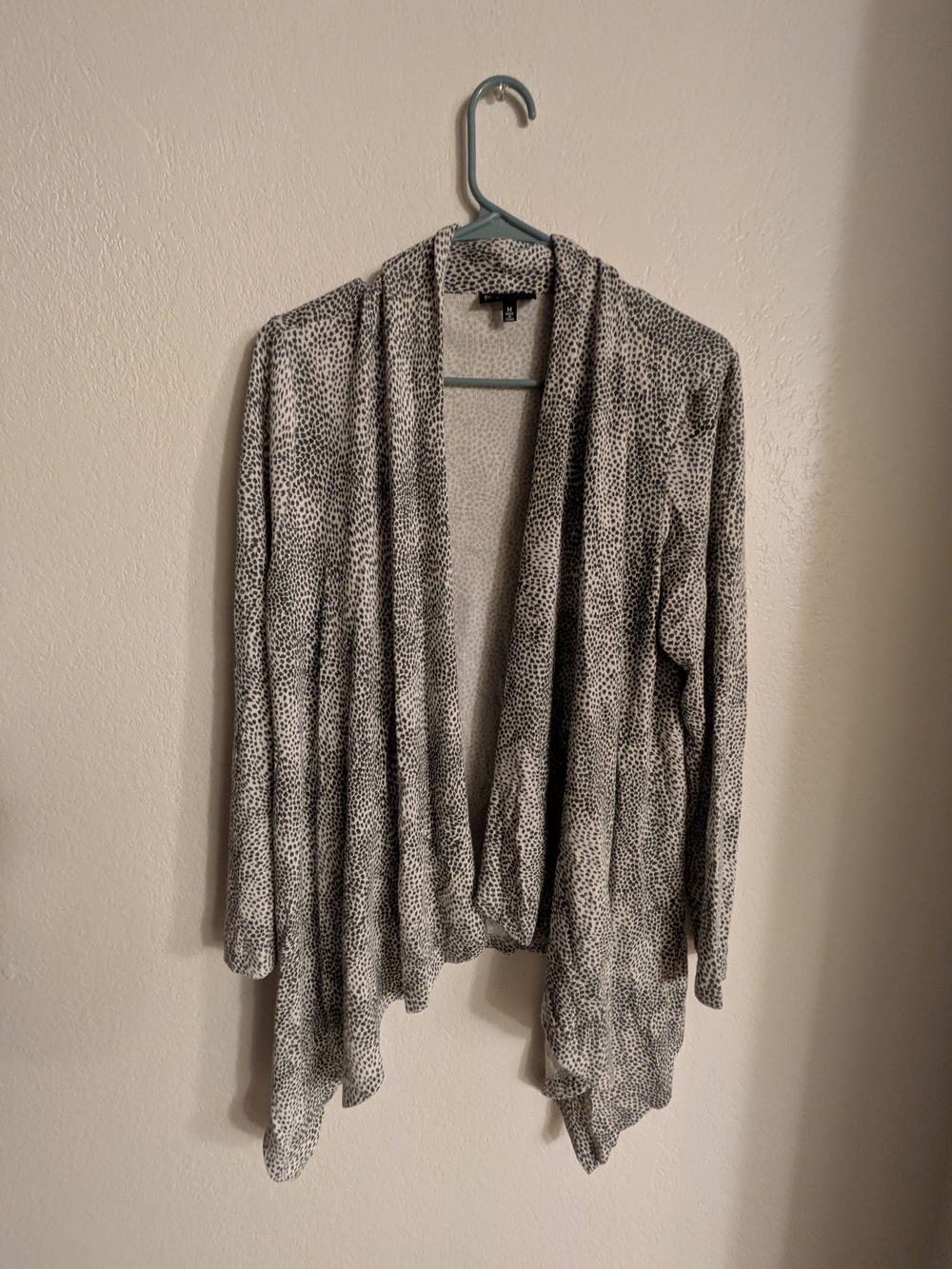 Lightweight Black & White Printed Open-Front Women's Cardigan